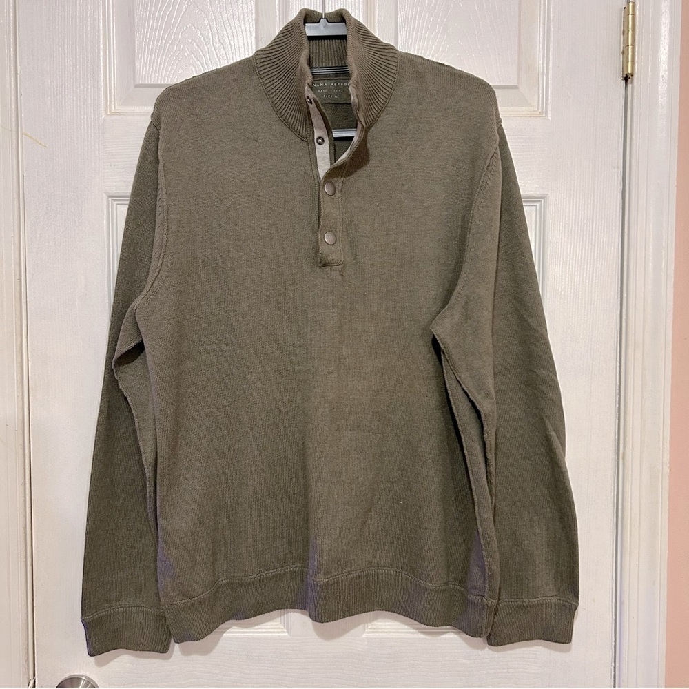 Banana Republic Men’s Sweater Long Sleeve Snap Henley Size XL Olive